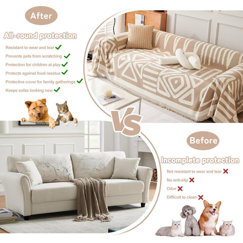 HANDONTIME size comparison on couch illustrating 91x150 fit and scale