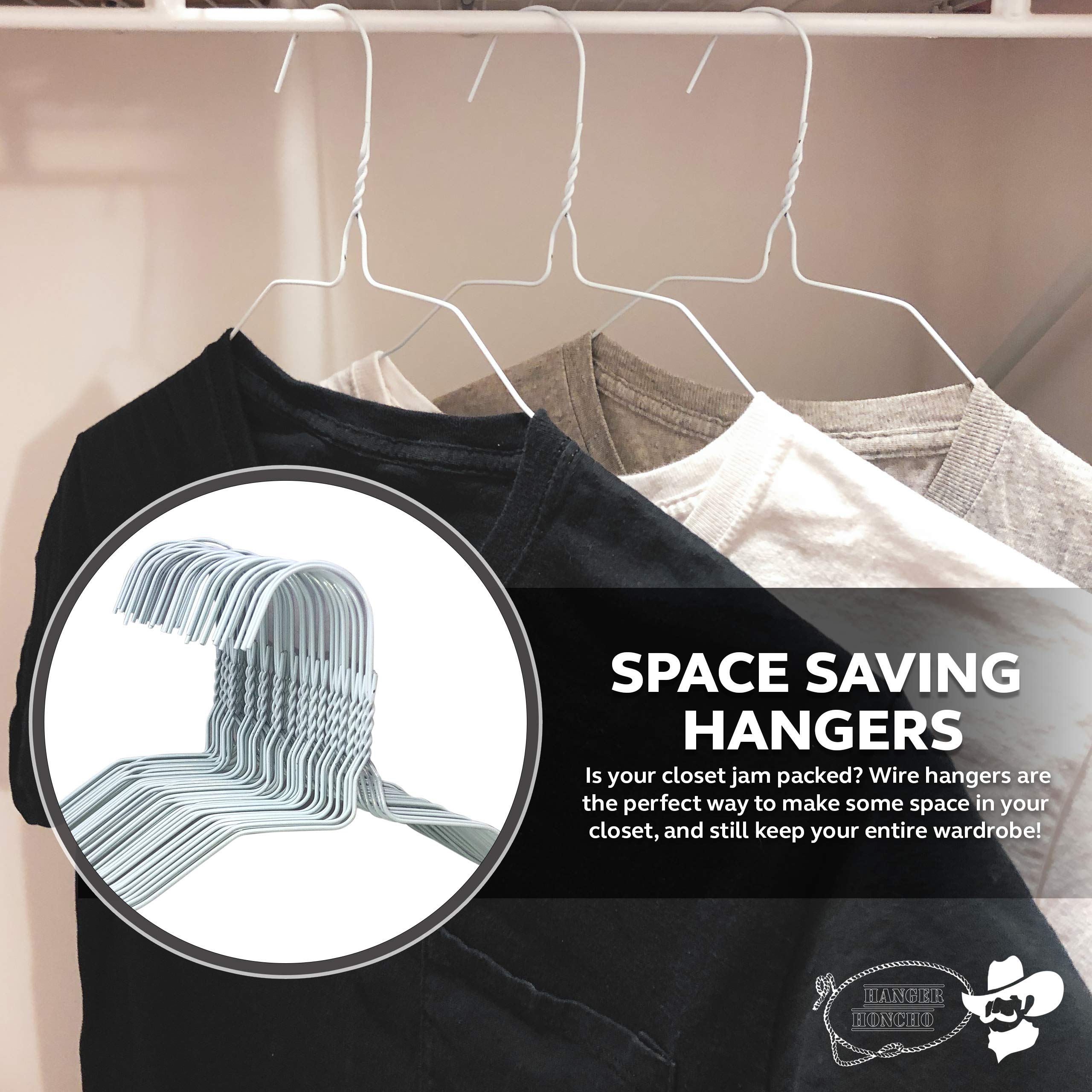 Hanger Honcho hangers in a closet maximizing space and keeping clothes organized