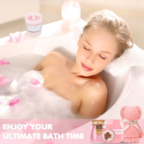 Hangerspace bath bomb and handmade soap arranged for relaxing soak benefit