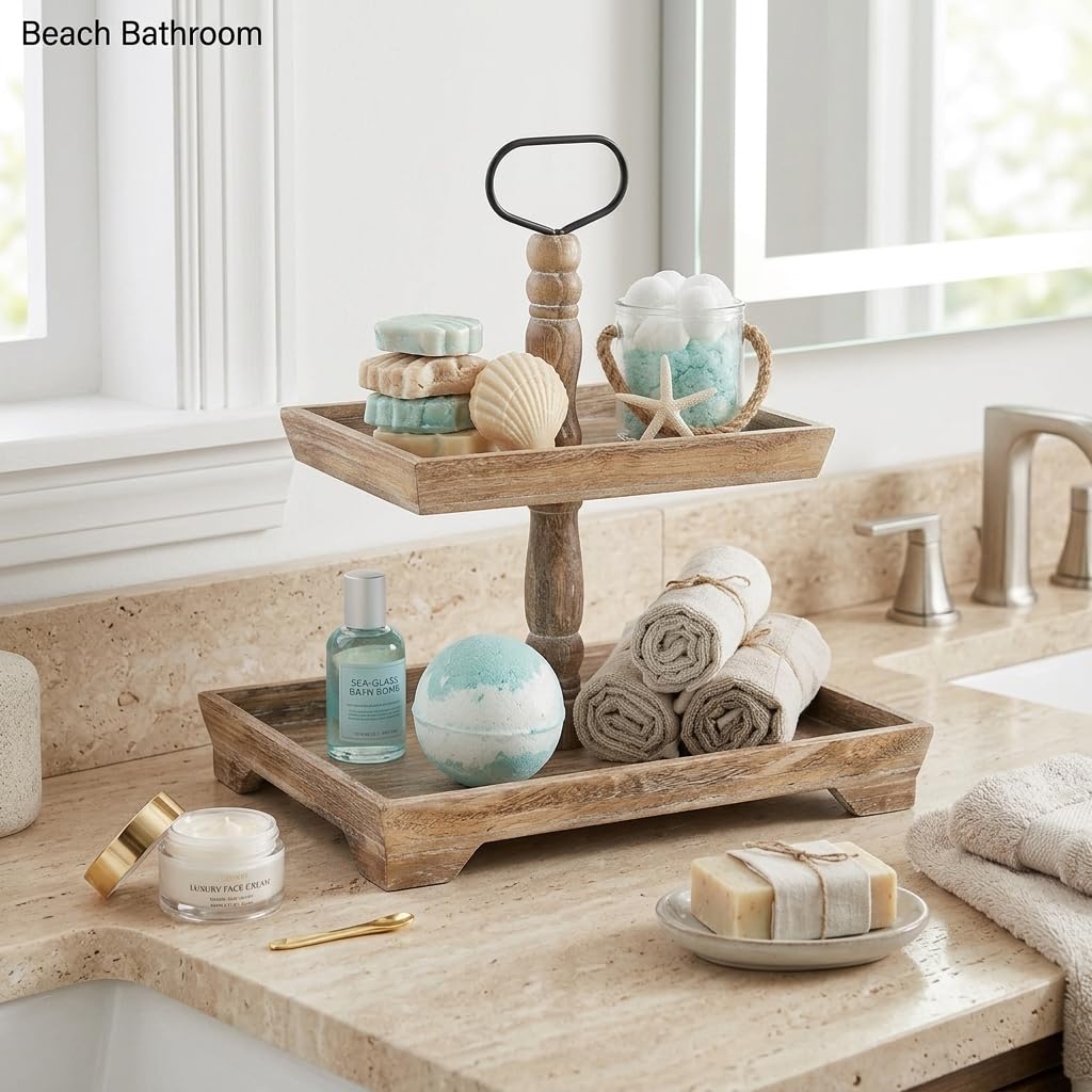 Hanobe tray in use on coffee table grouping candles and plants for charm