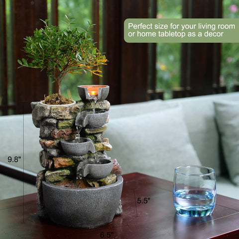 Haobos fountain lit by LED creating soothing nighttime ambiance