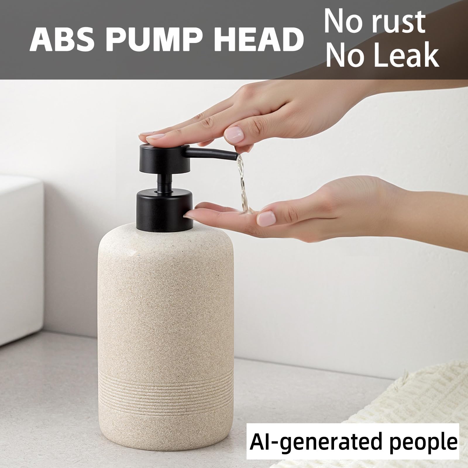 Haocoott soap dispenser closeup pump highlighting rust‑resistant ABS