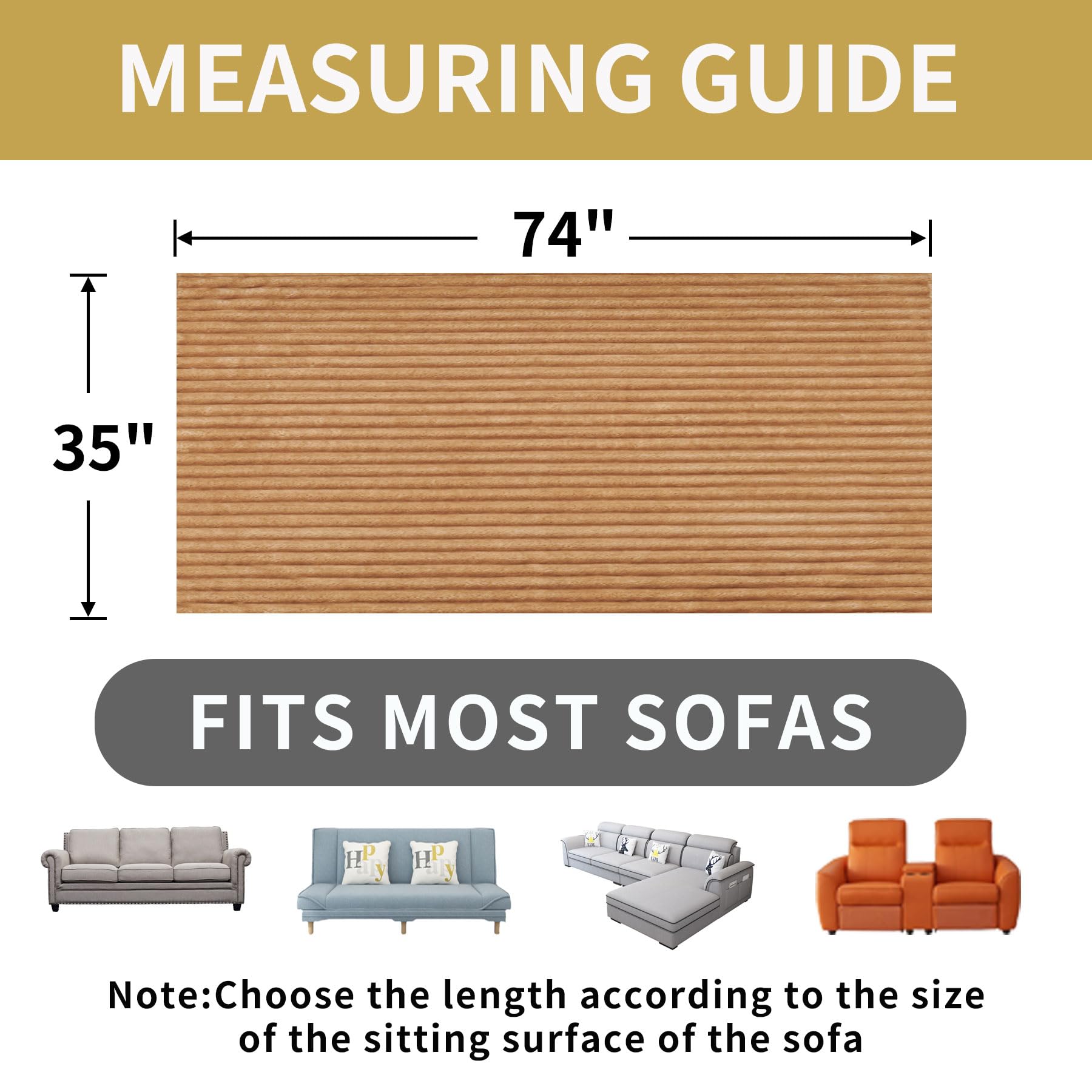 HAOMAIJIA size comparison with ruler showing 35 x 74 inch fit accuracy