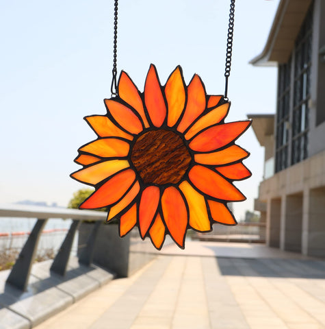 HAOSUM sunflower close-up of stained glass petals highlighting textured color