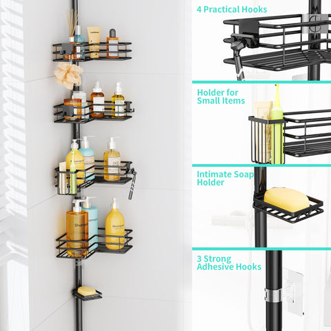 HapiRm closeup of hollow shelf drains that prevent water pooling and reduce soap scum