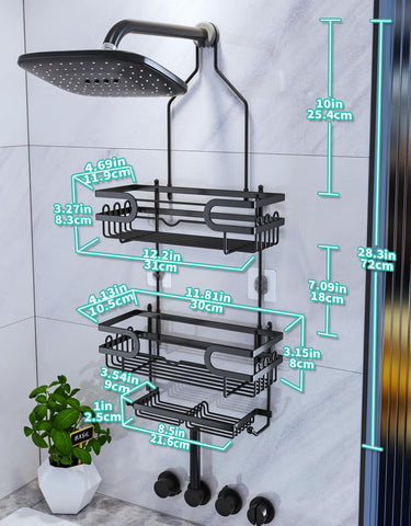 HapiRm close-up of dual soap holders and drainage keeping bars dry