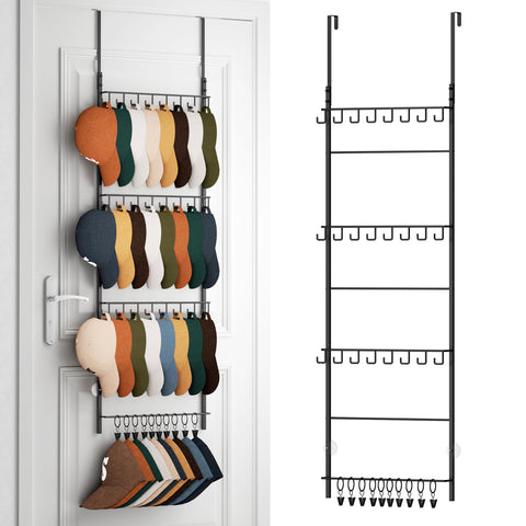 HapiRm front view over-the-door hat organizer shows high-capacity storage benefit