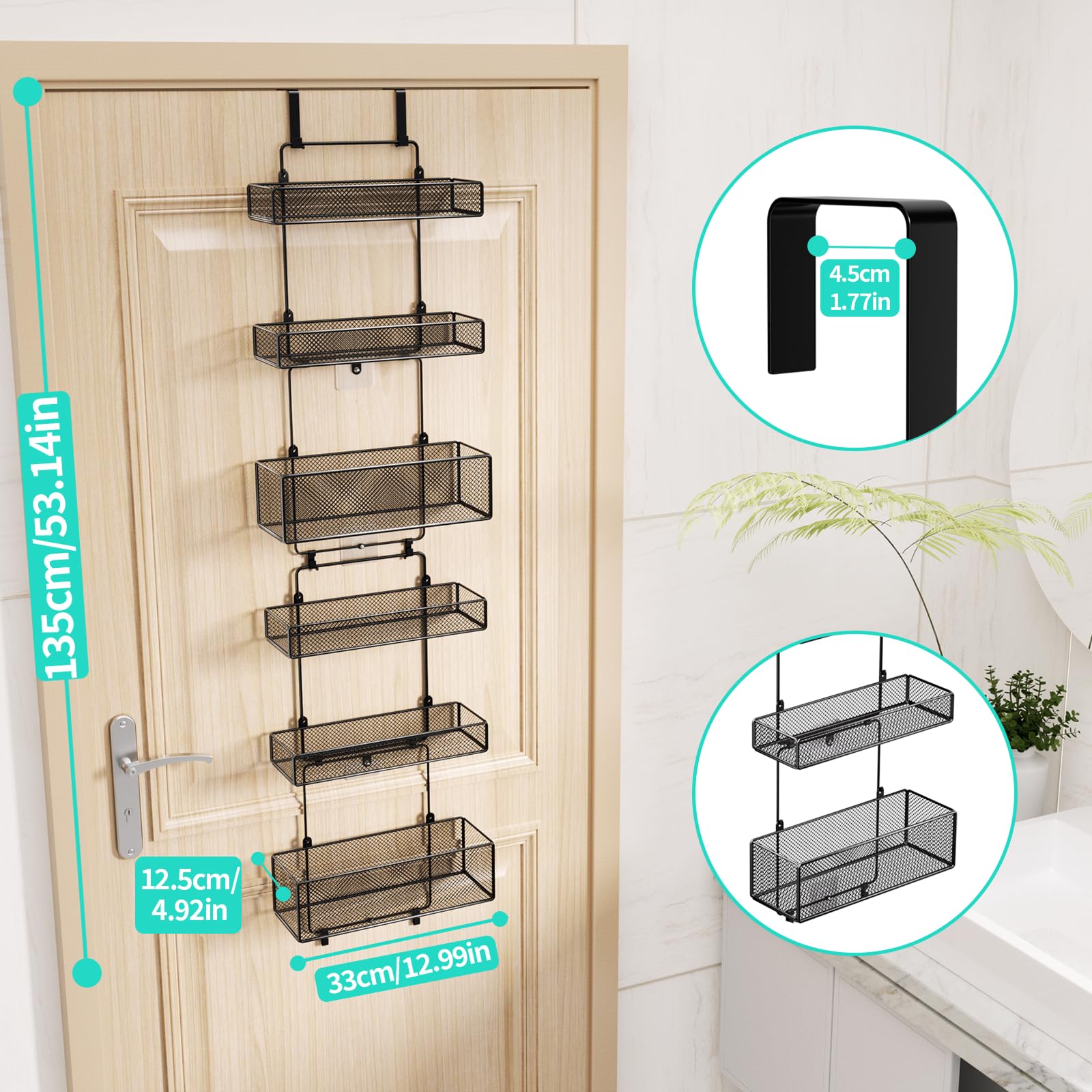 HapiRm hooks loaded with towels and brushes for easy reach