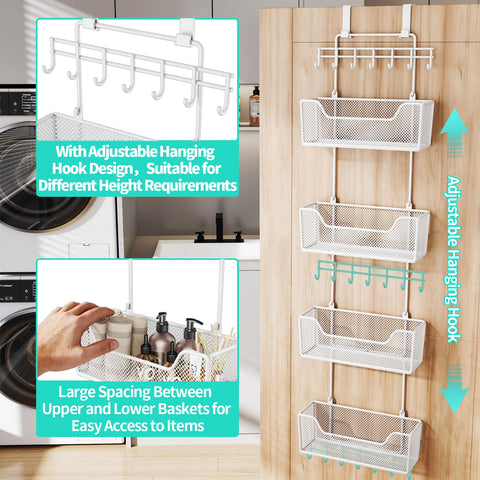 HapiRm adjustable hooks and over-door hanger showing versatile hanging benefit
