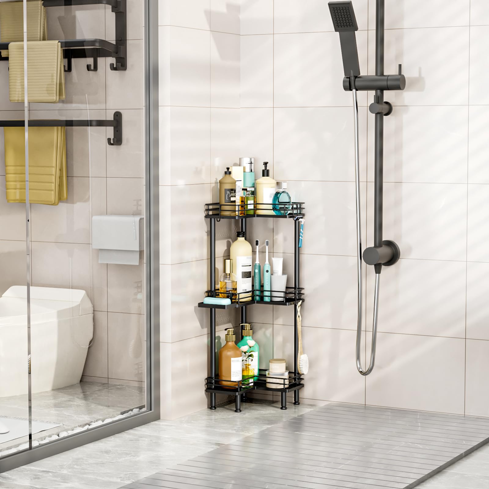 HapiRm lifestyle image in bathroom corner demonstrating neatness and modern look