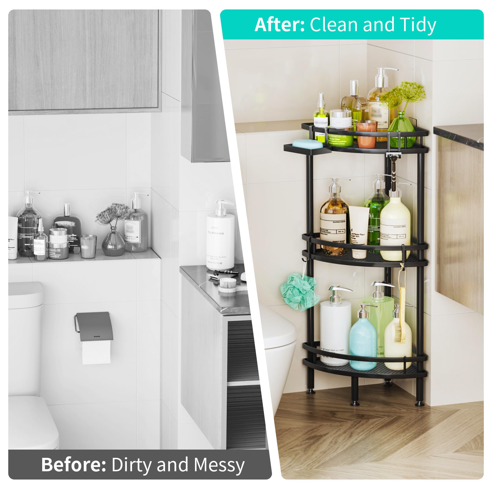 HapiRm in a styled bathroom demonstrating clutter-free convenience