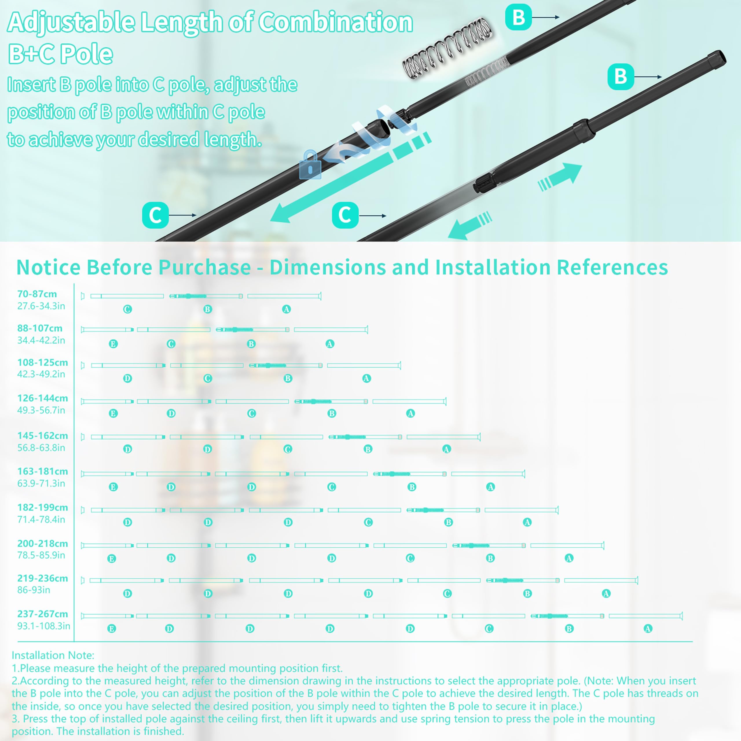 HapiRm installed in shower showcasing how the caddy organizes products and clears the floor