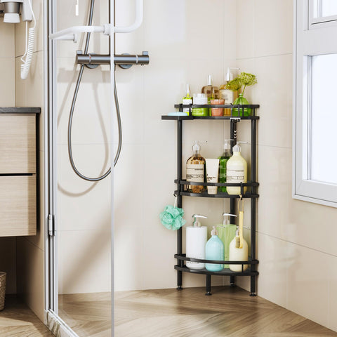 HapiRm beside shower tile to show compact footprint and scale