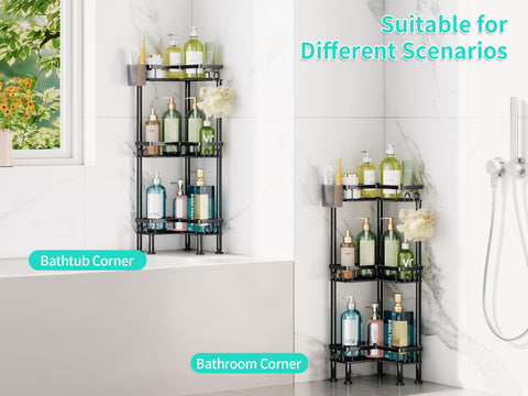 HapiRm side view showing 12 hooks organizing towels and bath tools