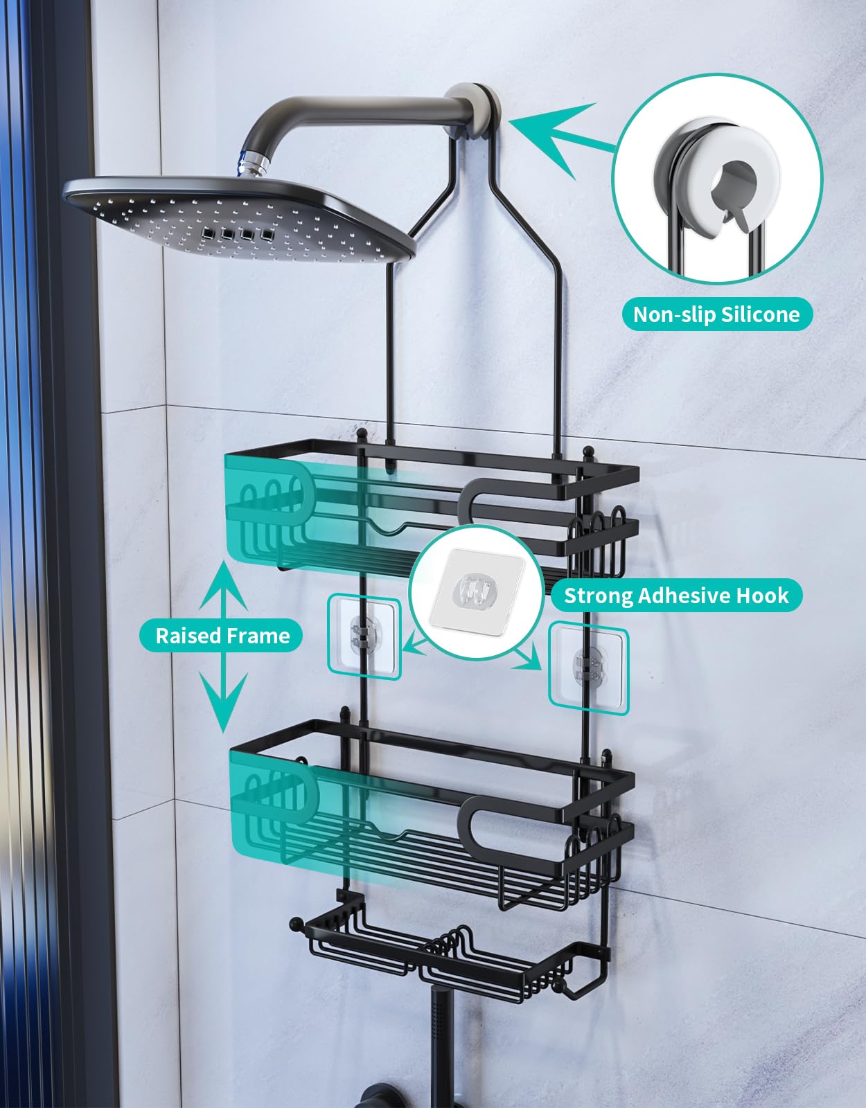 HapiRm side view showing 12 hooks and crossbars for hanging convenience