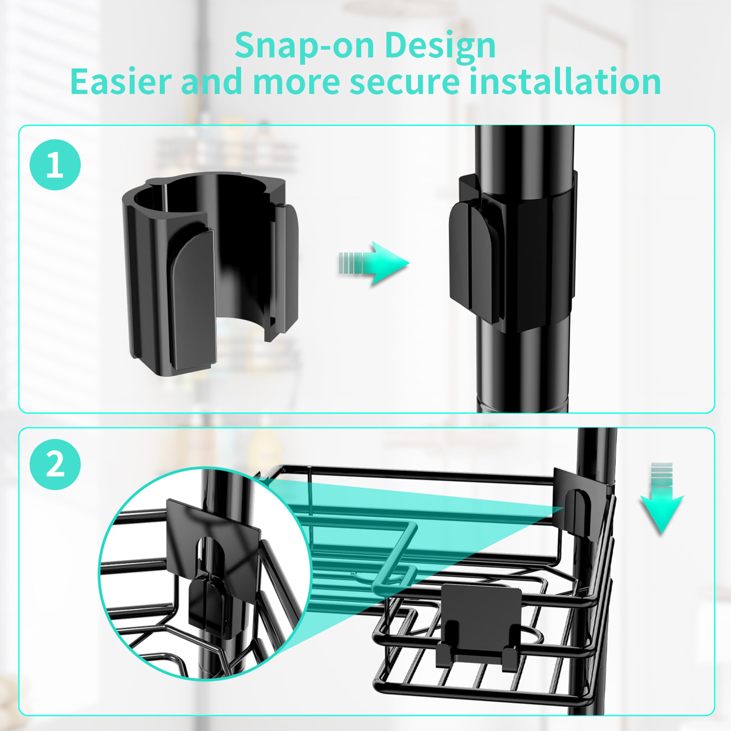 HapiRm tension pole lock detail demonstrating secure no-drill installation for renters