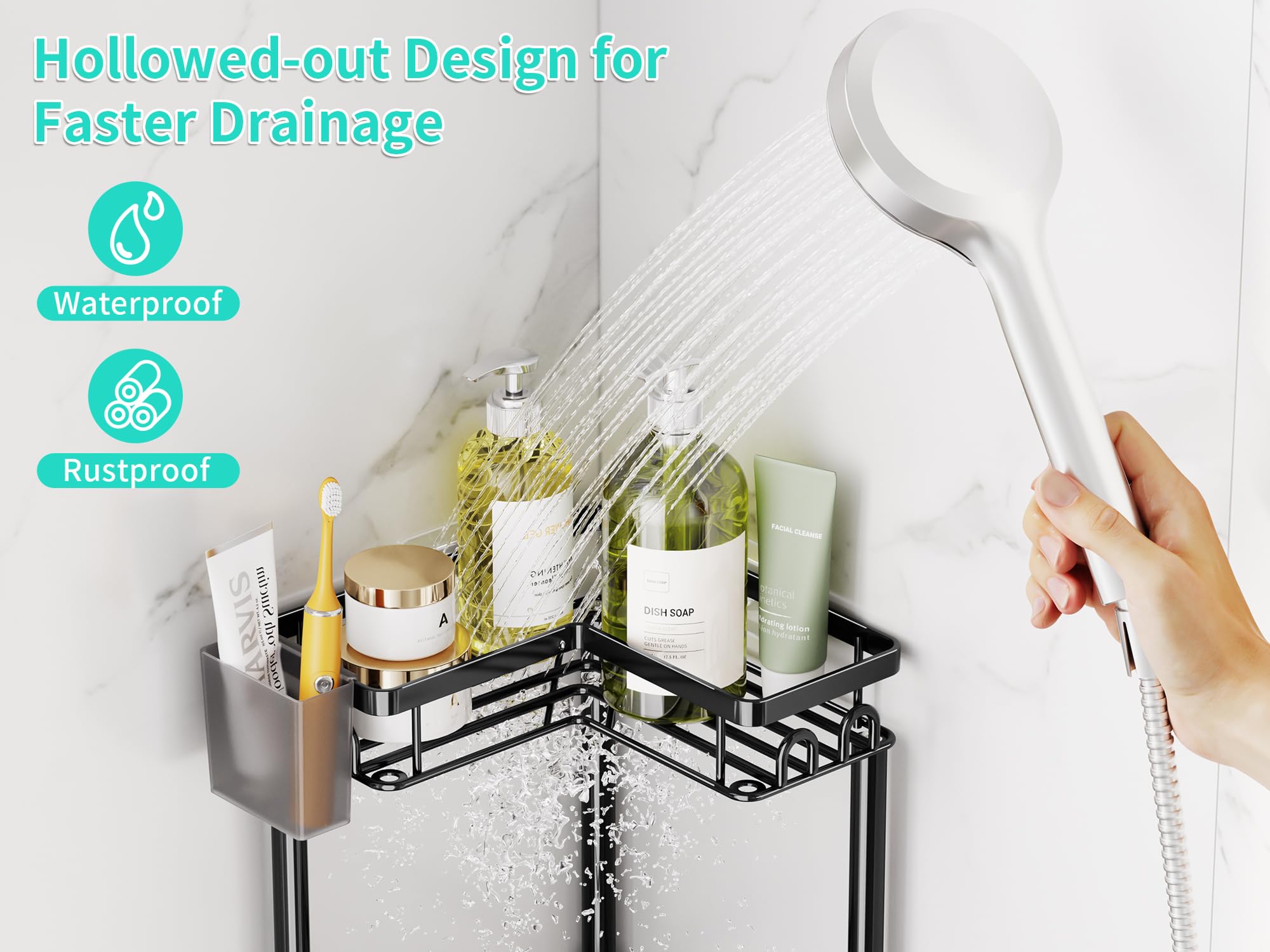 HapiRm detachable toothbrush holder shown removed for easy rinsing