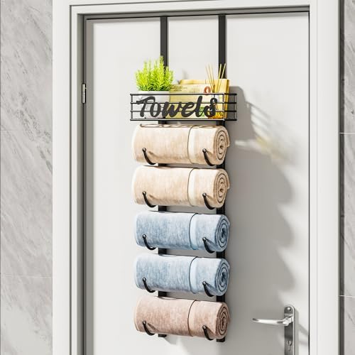 HapiRm top basket labeled TOWELS displaying decorative storage advantage