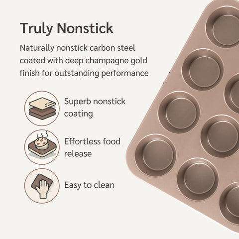 HAPPIELS close-up of nonstick surface illustrating easy release and quick cleanup