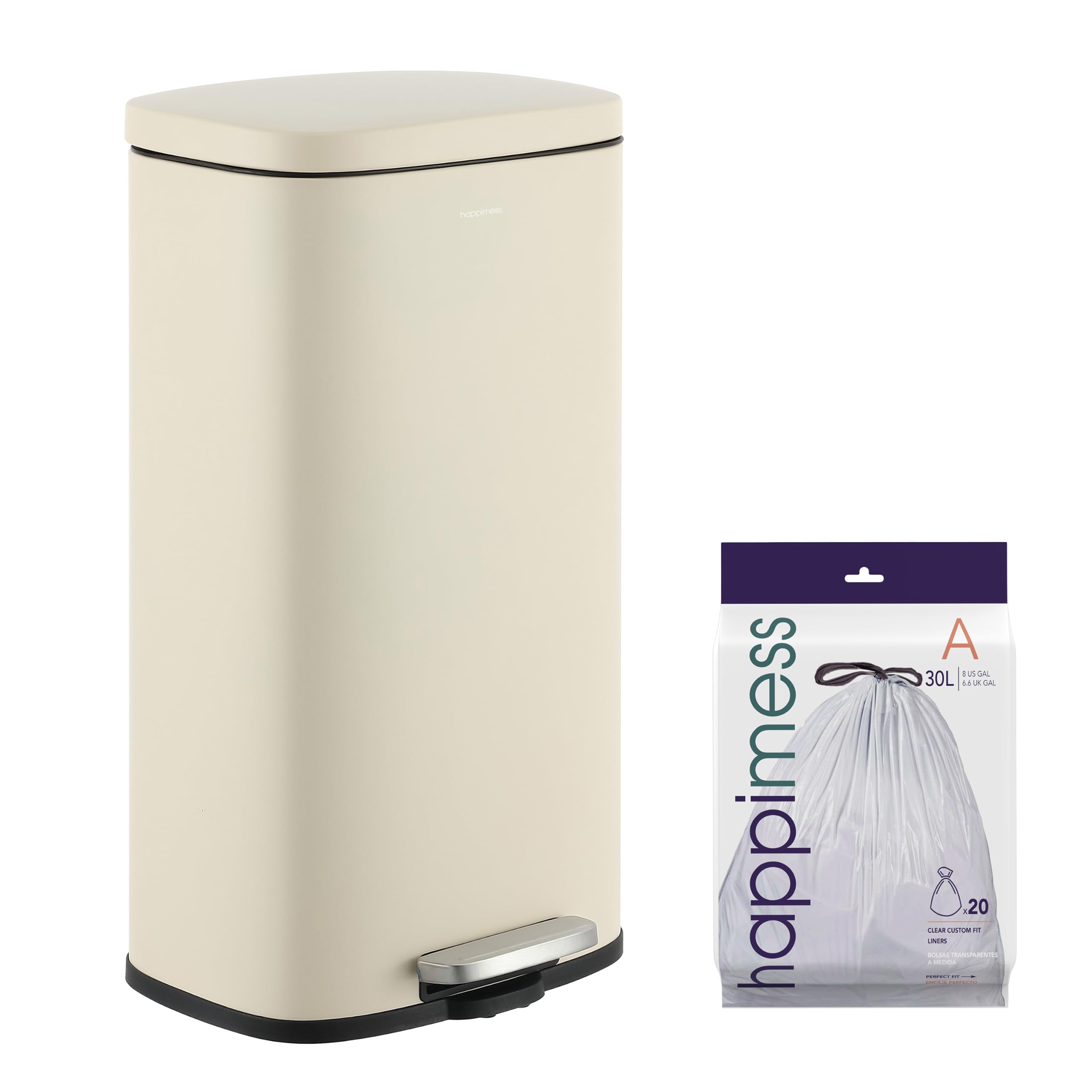 happimess Curtis front view limestone beige showing compact design and clean look