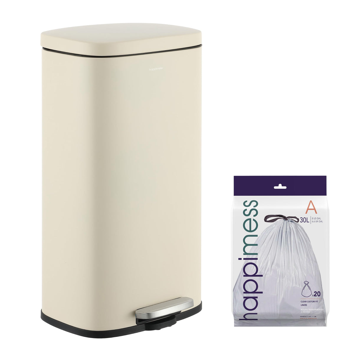happimess Curtis front view limestone beige showing compact design and clean look