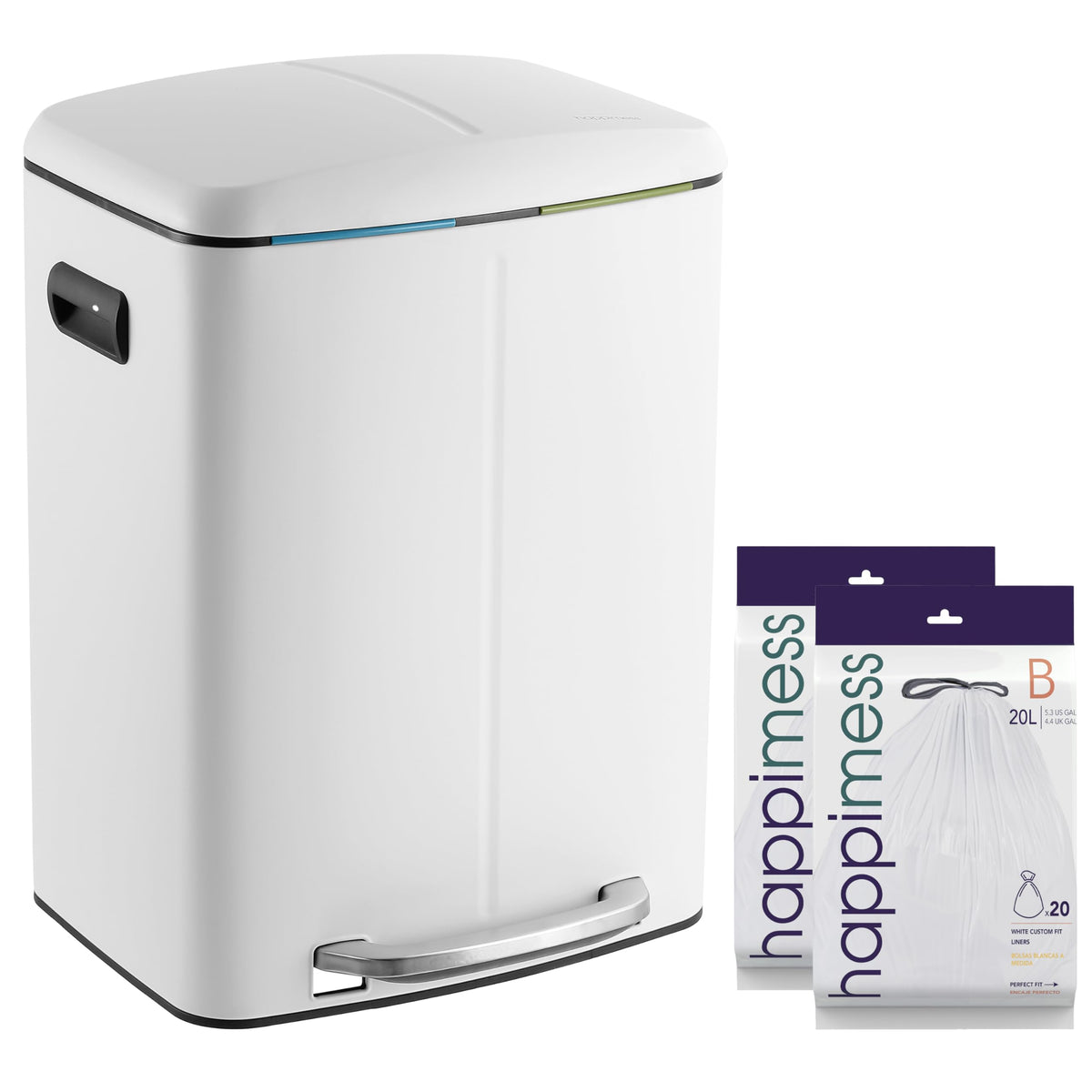 happimess front view in cotton white showing slim design and tidy appearance