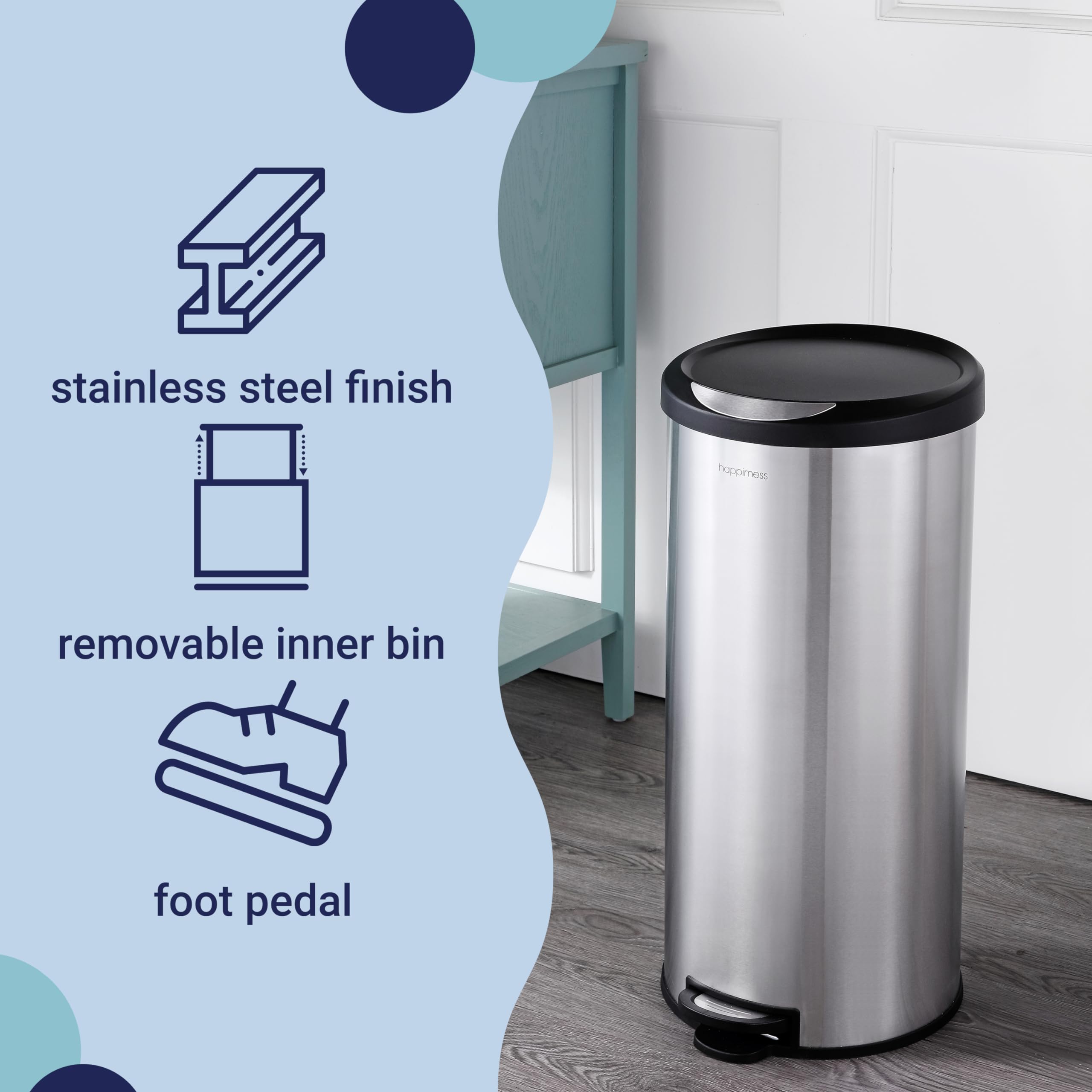 happimess removable inner bucket shown for easy bag changes and cleaning