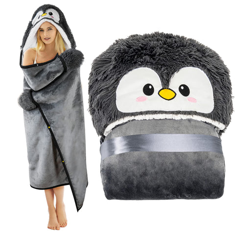 Happy Fuel penguin wearable blanket front view showing full coverage and cute design