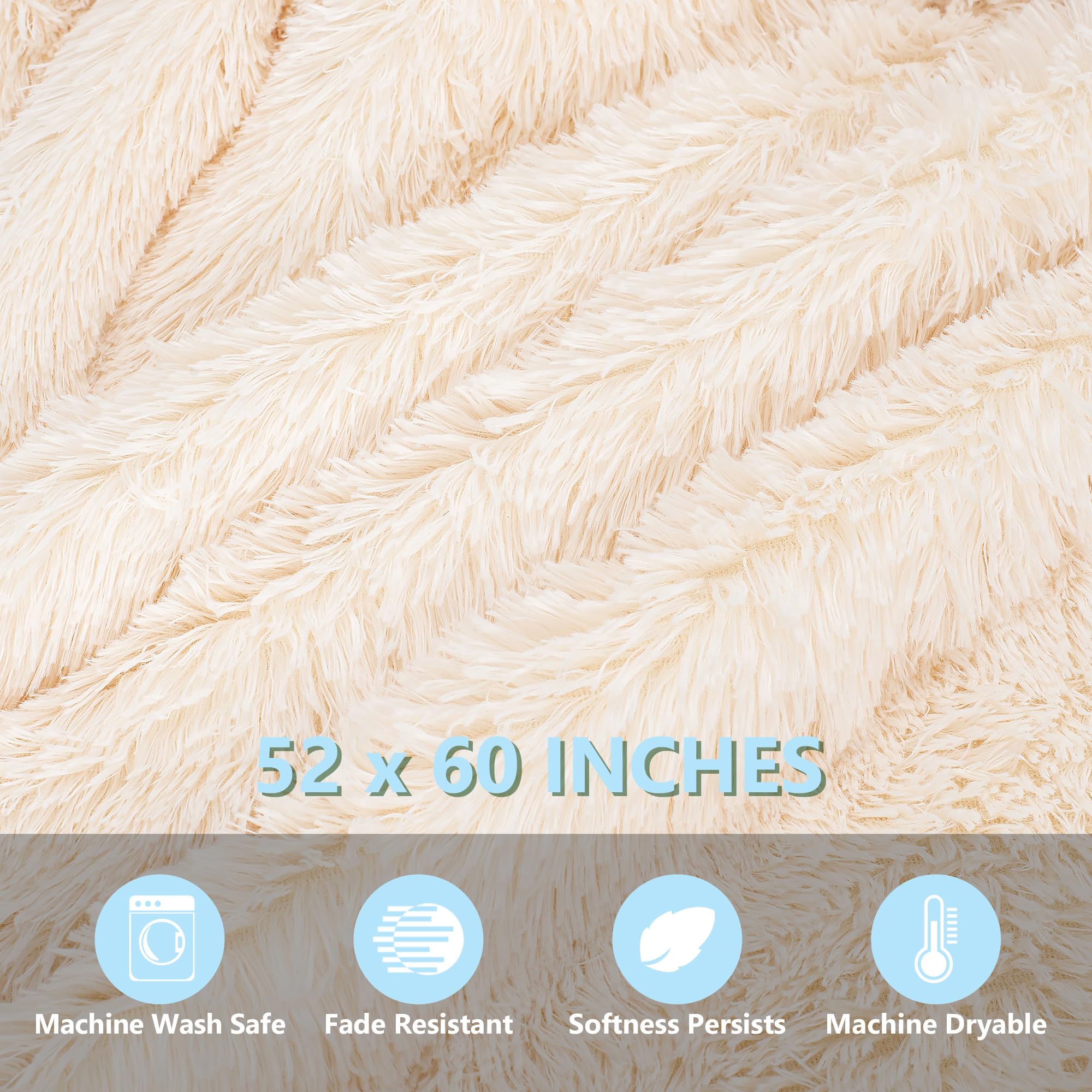 Happy Fuel blanket shown on sofa to illustrate true 52x60 size and coverage