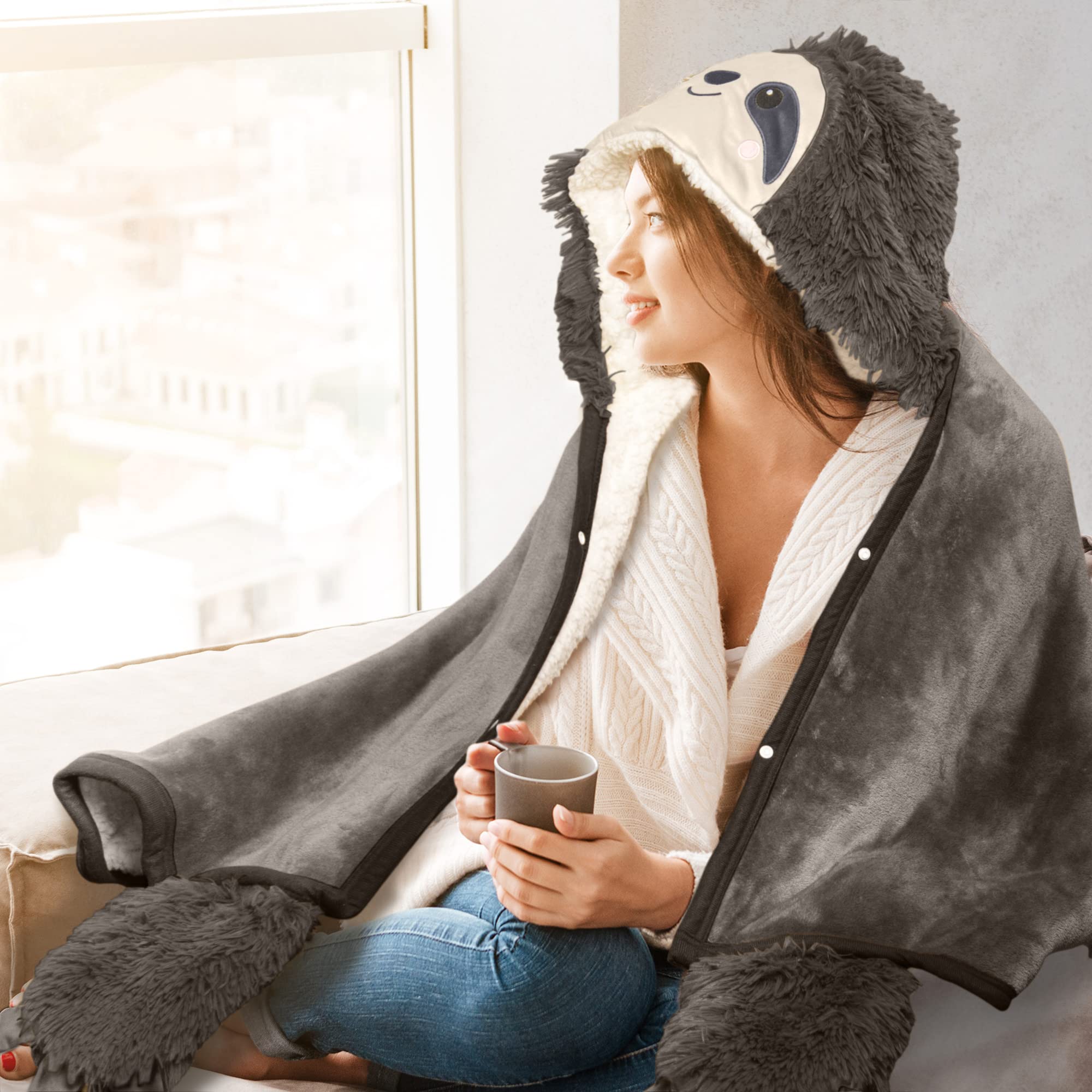 Happy Fuel sloth wearable blanket neatly packaged ready for gifting