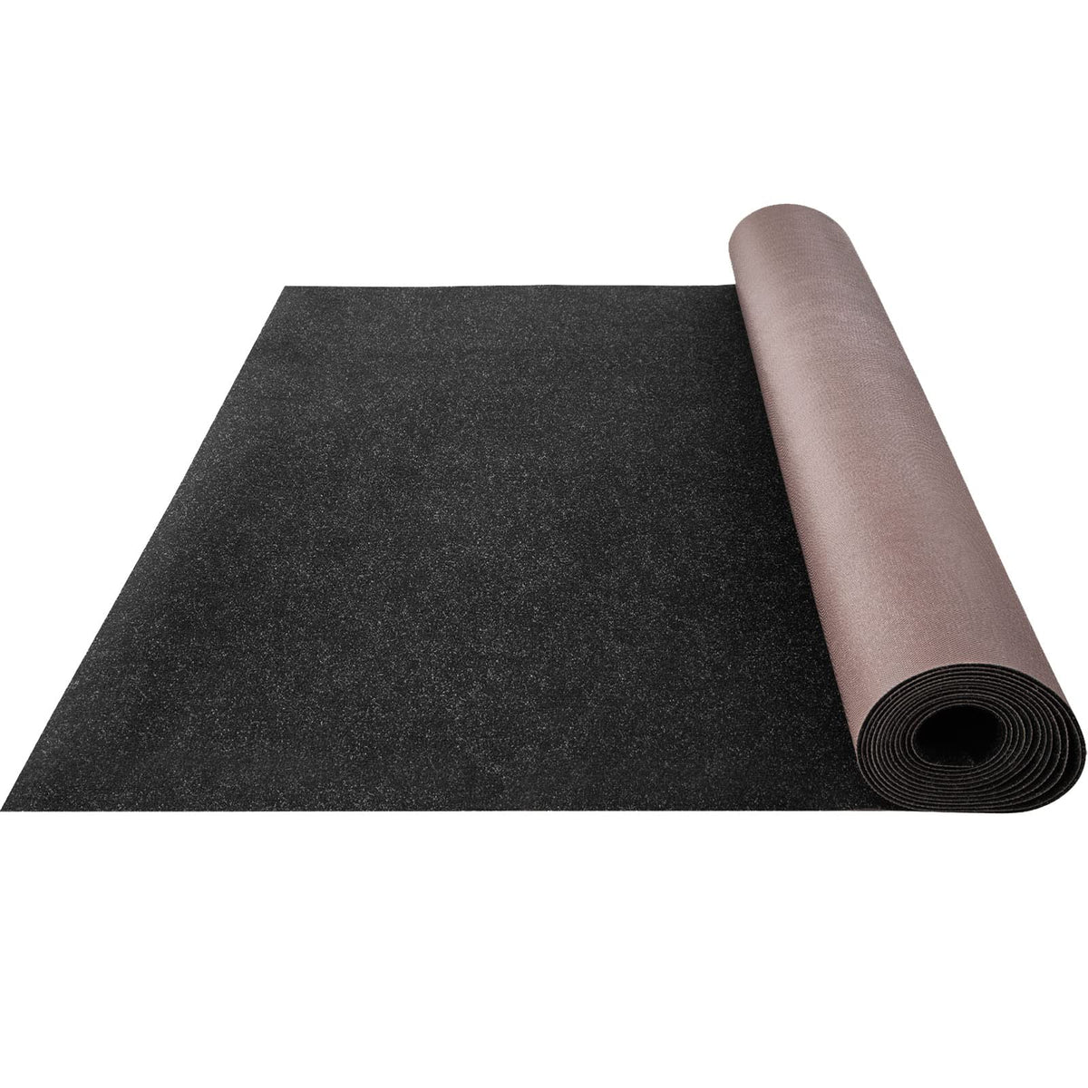 Happybuy front view showing full black marine carpet roll, durable coverage benefit