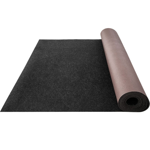 Happybuy front view showing full black marine carpet roll, durable coverage benefit