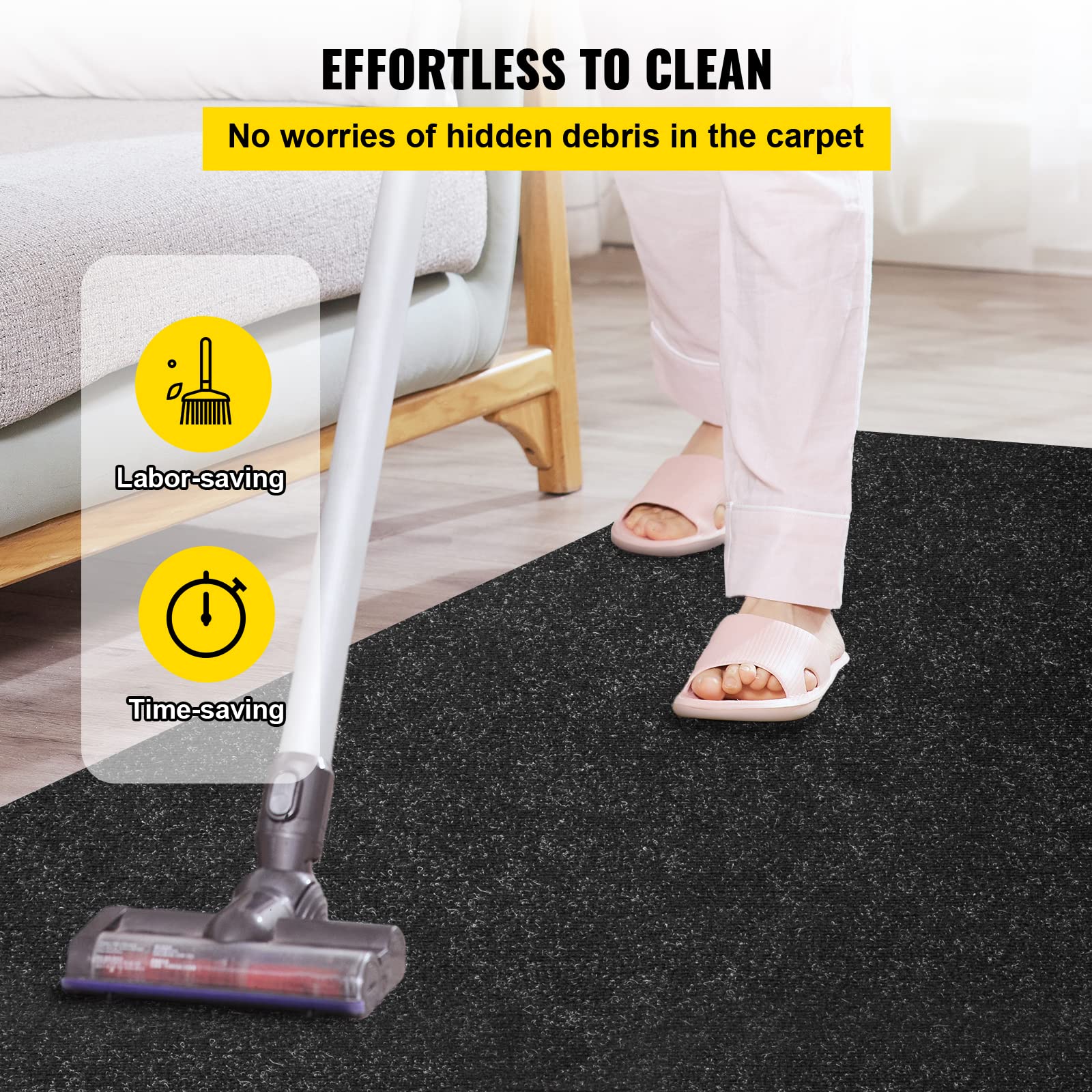 Happybuy carpet roll next to ruler, clear size and scale information benefit