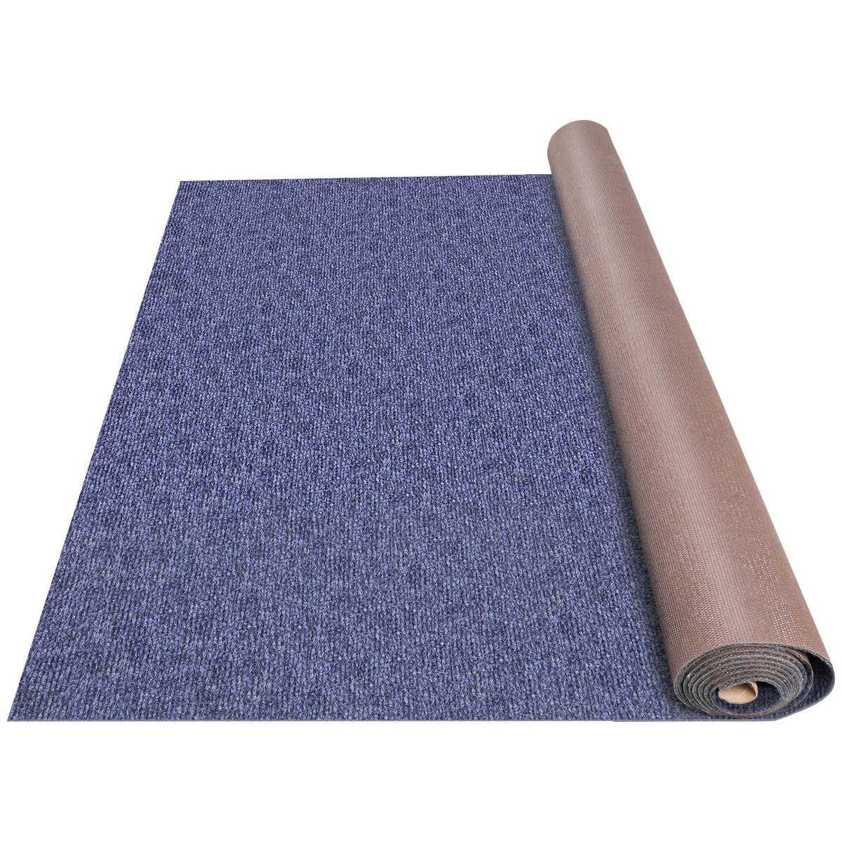 Happybuy deep blue carpet front view showing full roll and coverage benefit