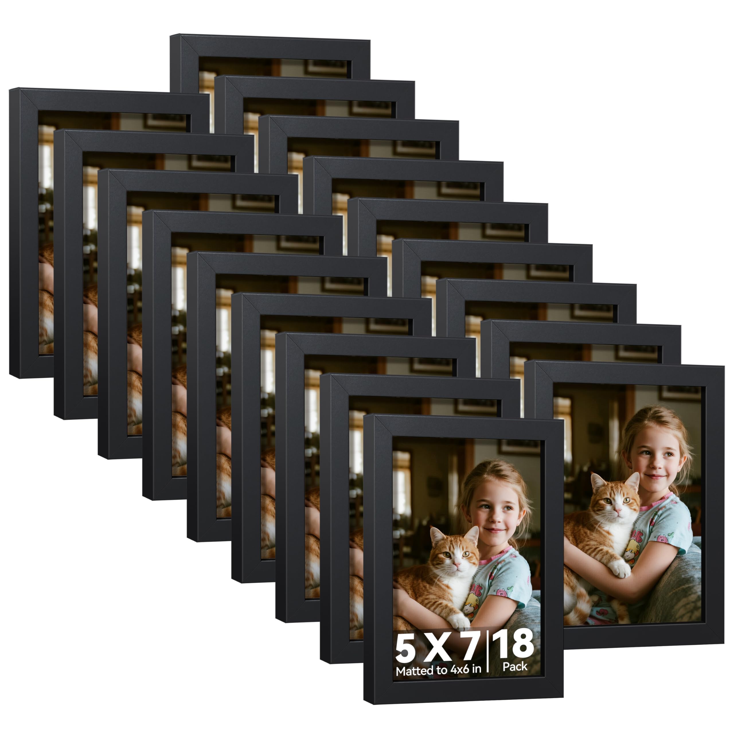 HappyHapi front-facing 5x7 frame showing clean black border and photo clarity benefit