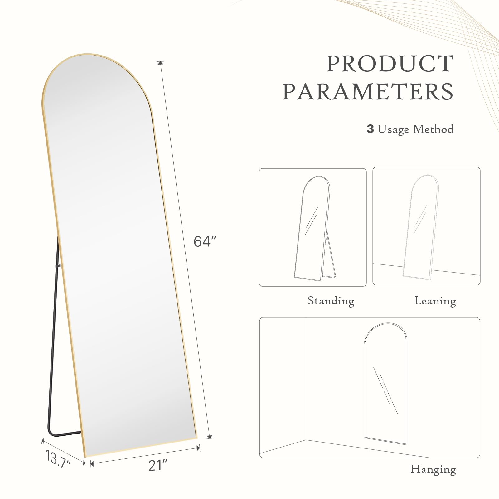 HAPPYMONT full-length mirror in bedroom providing clear full-body view benefit