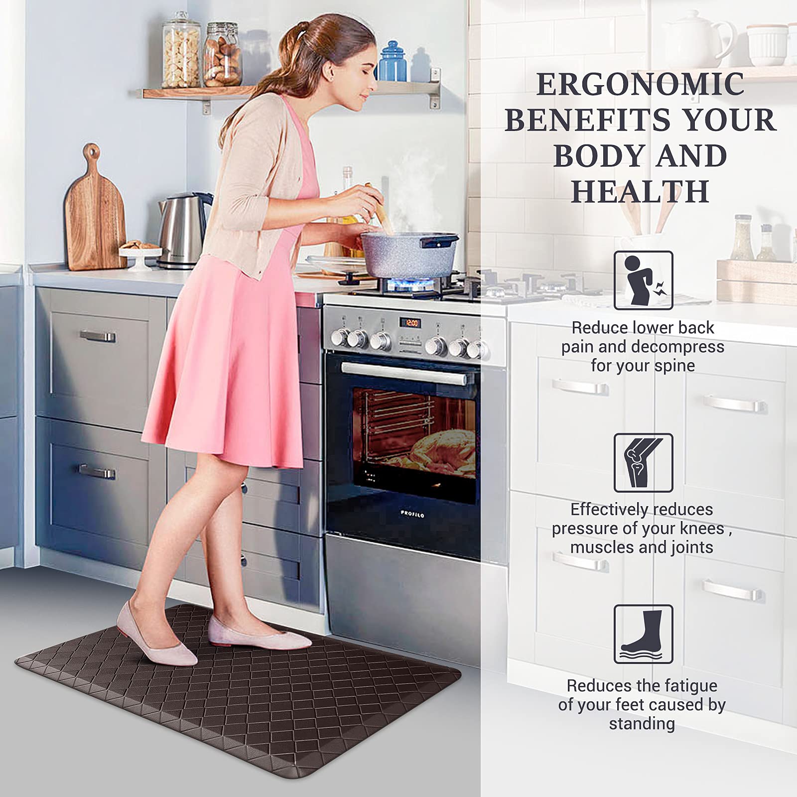 HappyTrends non-slip backing pattern ensuring mat stays securely in place