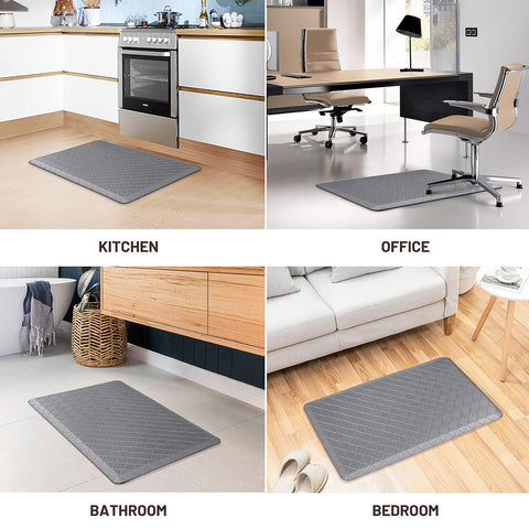 HappyTrends mat next to foot showing scale and ergonomic relief