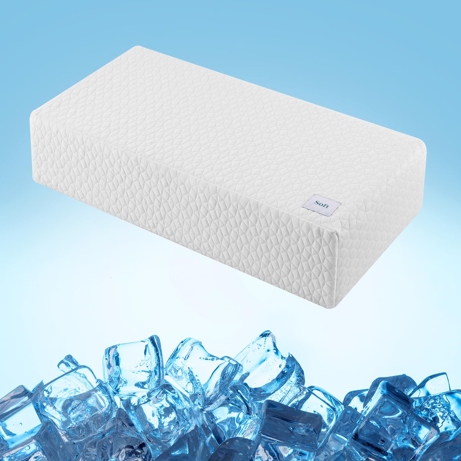 HARBOREST front view of pillow packaging showing cooling cube benefits