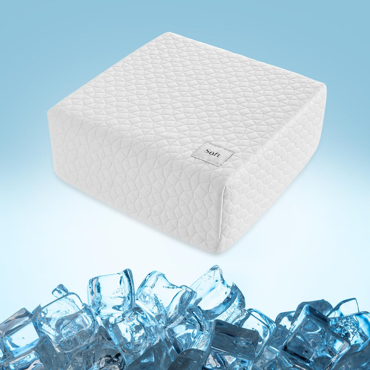 HARBOREST front view of cooling cube pillow showing compact square design and support