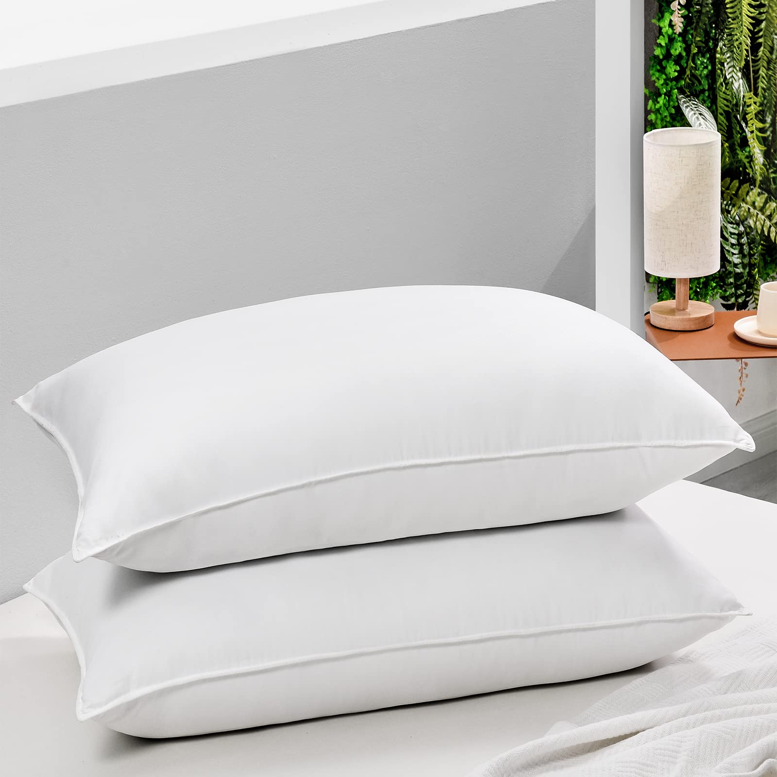 HARBOREST front view of two standard pillows showing plush support and hotel look