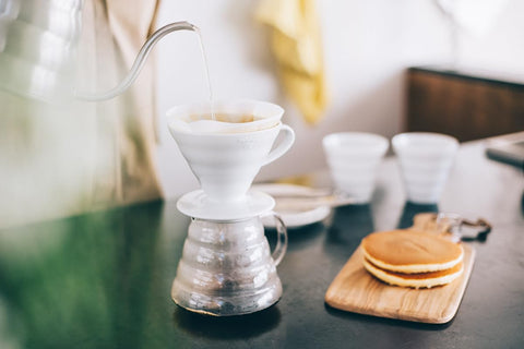 HARIO ceramic V60 dripper close-up for consistent heat retention