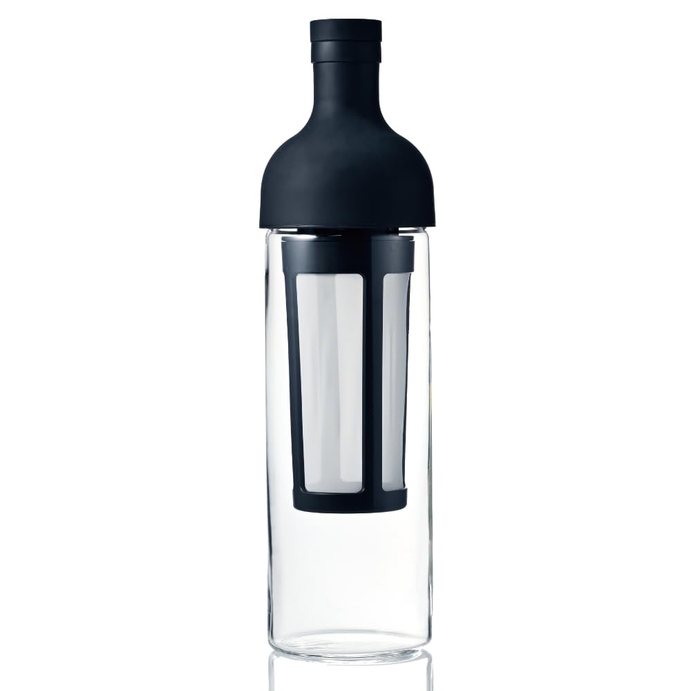 HARIO front view of black 650ml bottle showing sleek design and easy storage benefit