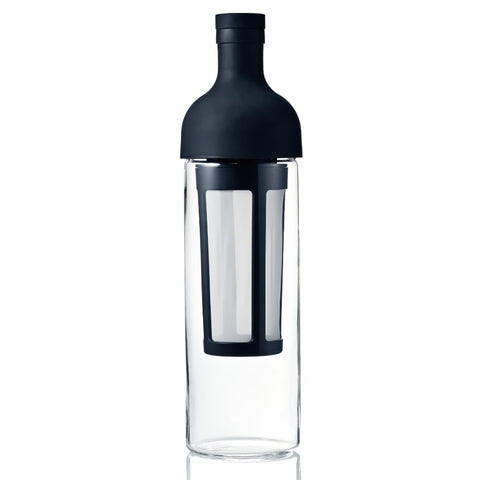 HARIO front view of black 650ml bottle showing sleek design and easy storage benefit