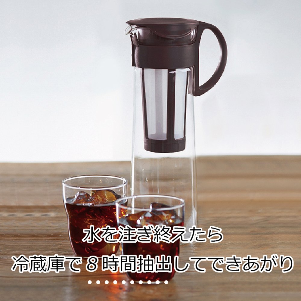 HARIO Mizudashi on kitchen counter with coffee setup showcasing Japanese design