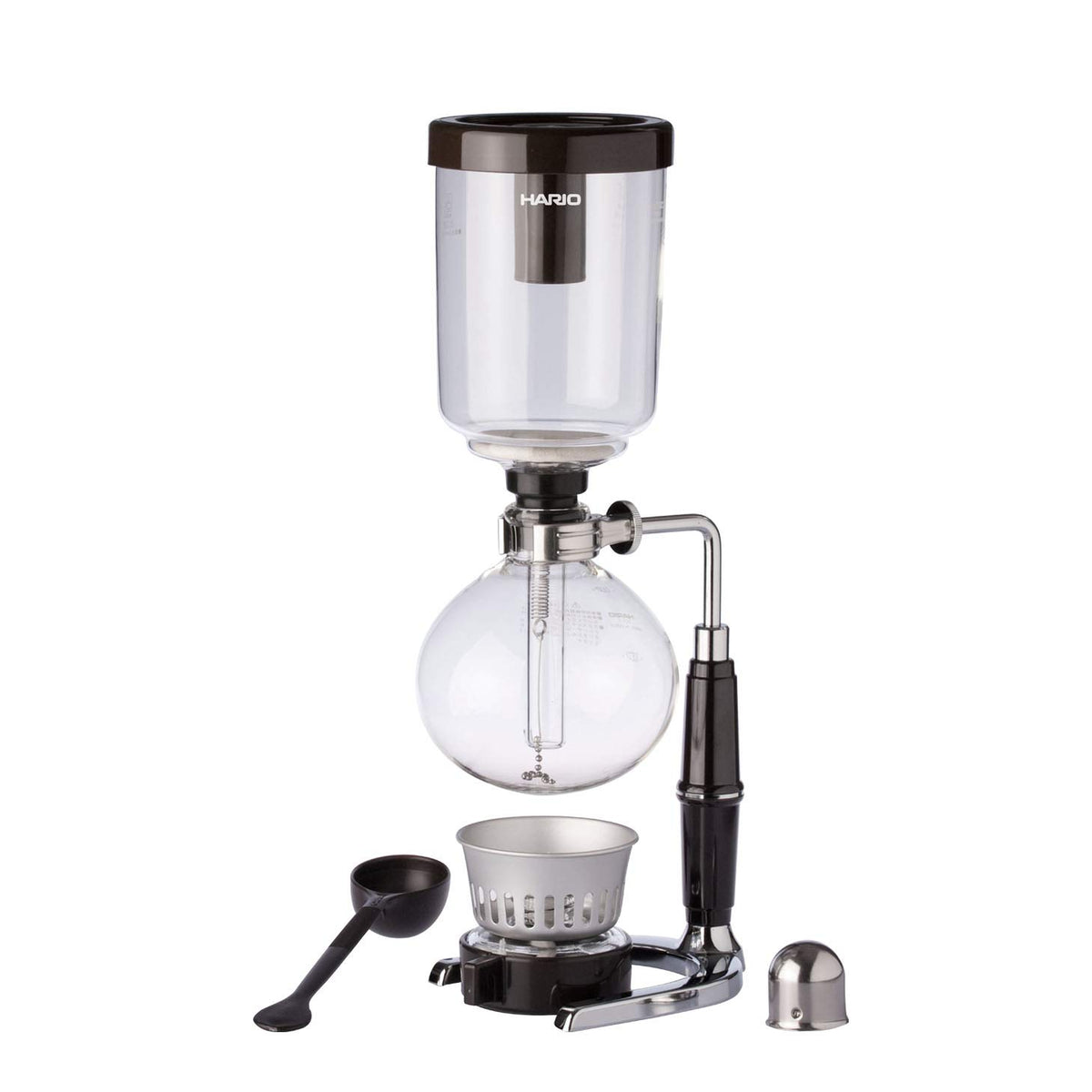HARIO Technica front view showing complete syphon assembly and clean design benefits control