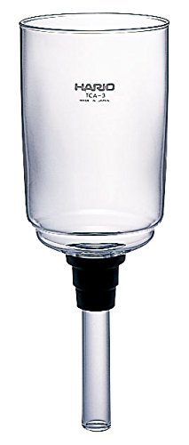 HARIO Technica lower bowl detail showing heat-resistant glass and clear brewed coffee benefit