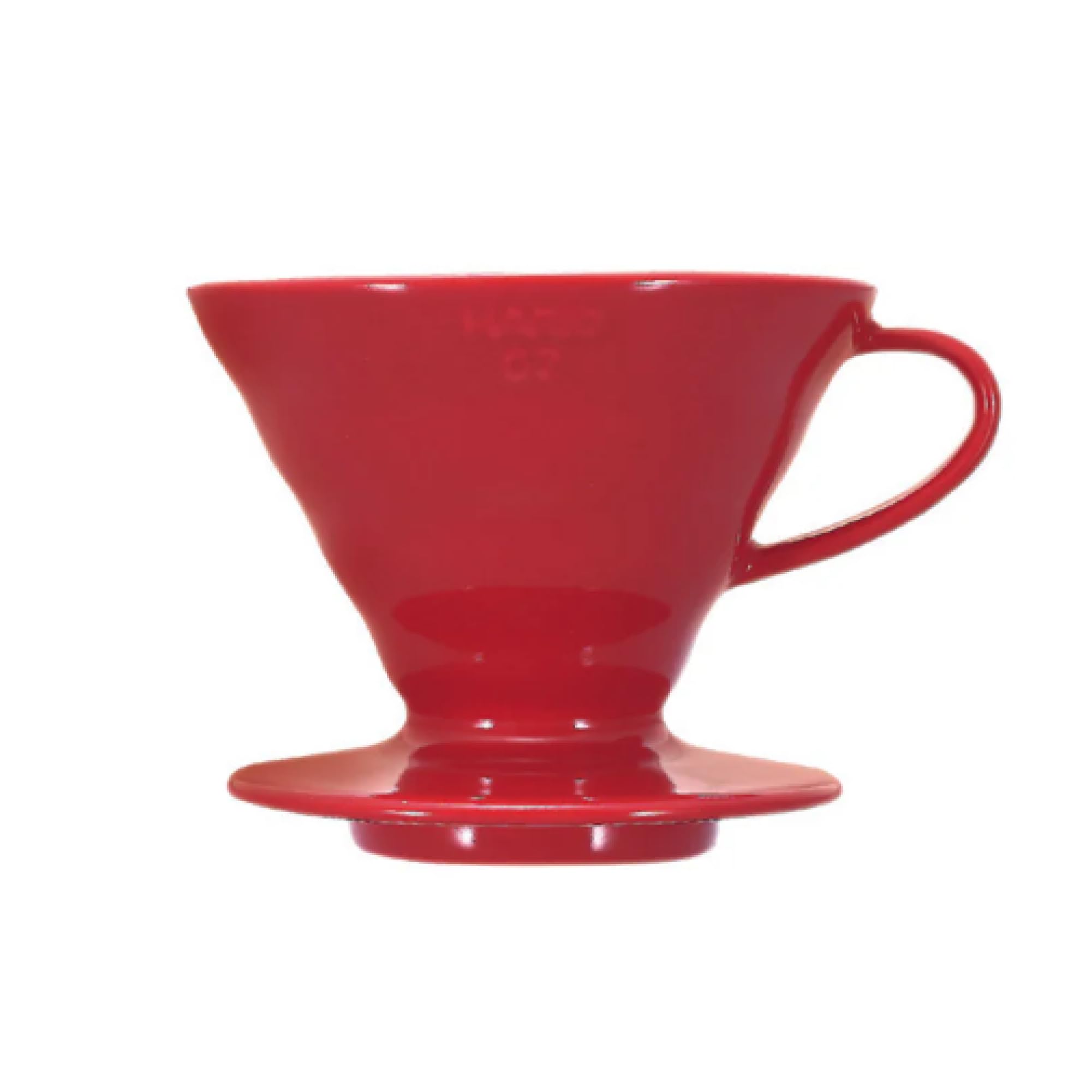 HARIO V60 red front view showing stable base and elegant design benefit clarity