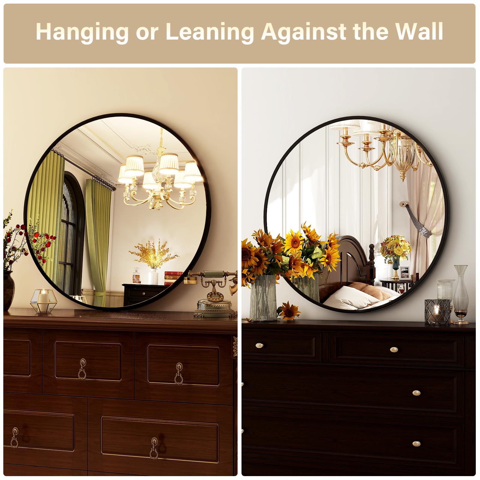 HARRITPURE round mirror in entryway lifestyle scene creating focal point