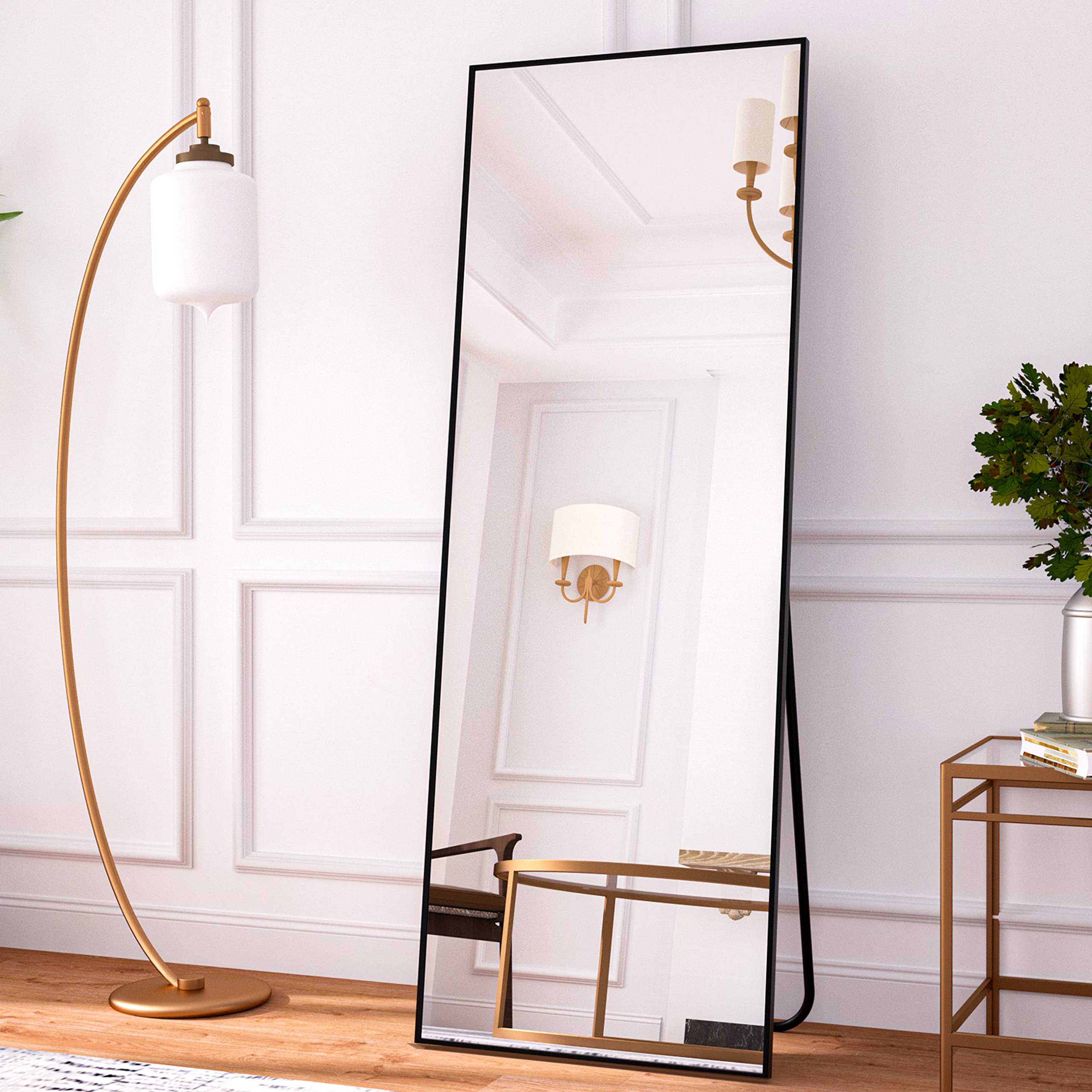 HARRITPURE full-length mirror front view showing clean black frame and full reflection benefit